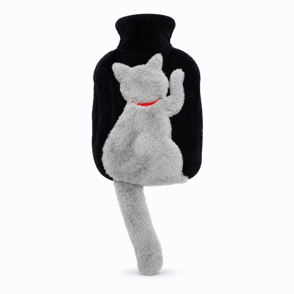 Bouillotte peluche chat rechargeable d'eau chaude, housse amovible lavable