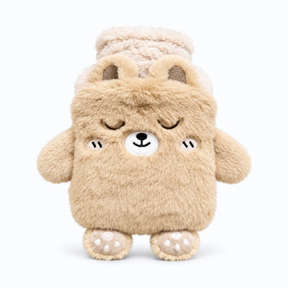 Bouillotte peluche lapin avec housse rembourrée douce, forme ronde enveloppante 400 ml