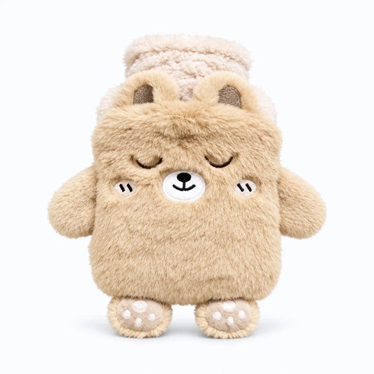 Bouillotte peluche lapin avec housse rembourrée douce, forme ronde enveloppante 400 ml