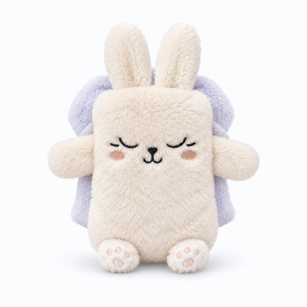 Bouillotte lapin en peluche, format compact idéal pour réchauffer mains et pieds