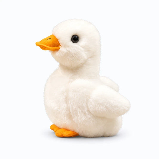 Doudou canard blanc 16 cm en peluche douce, parfait pour les câlins et la détente