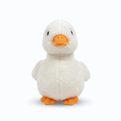 Doudou canard blanc réaliste en texture peluche, décoration de chambre ou compagnon de sieste