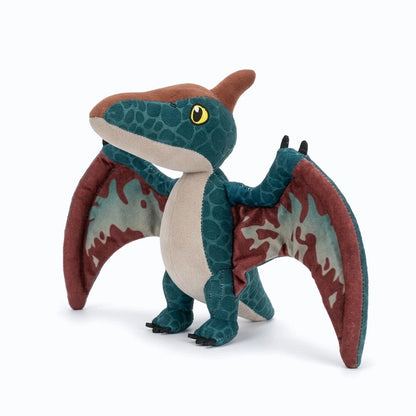 Peluche dinosaure volant rouge vif, jouet réconfortant avec silhouette de reptile