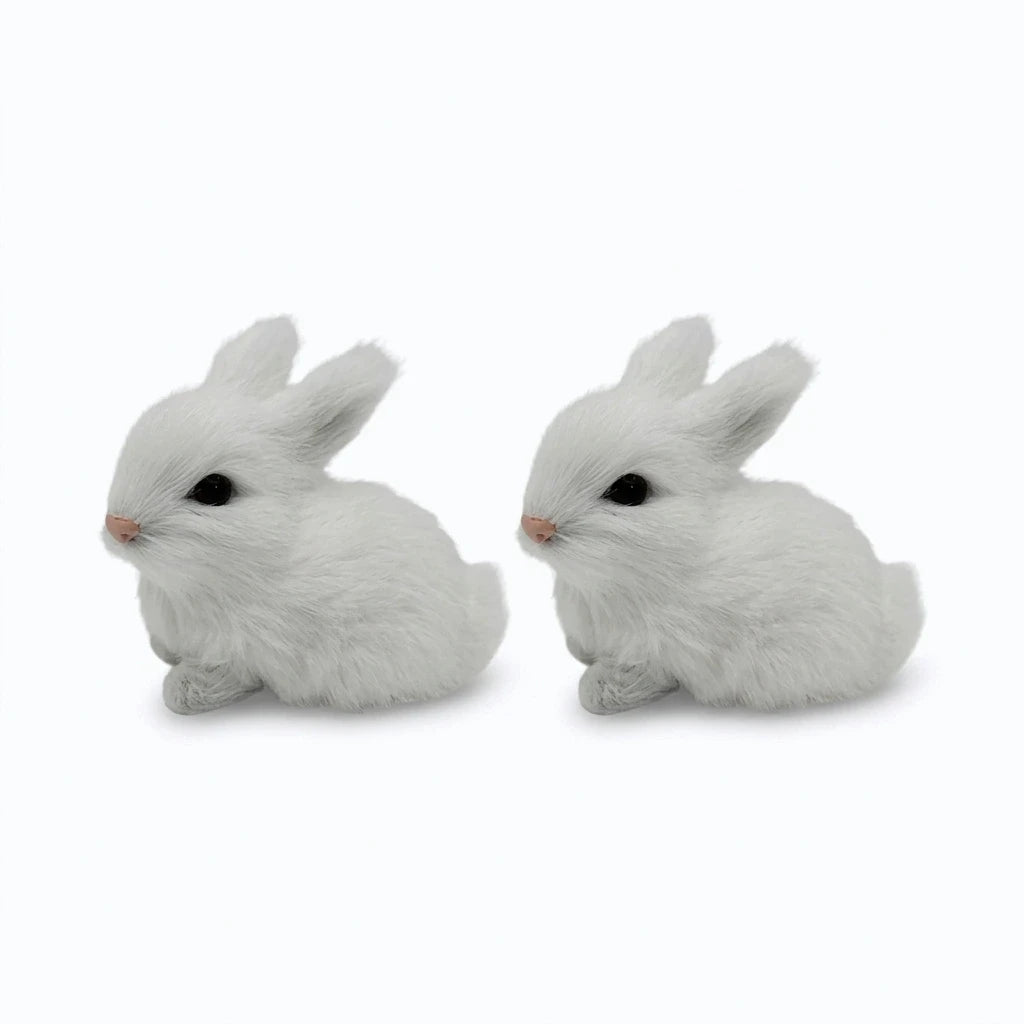Doudou lapin blanc avec longues oreilles, pelage doux pour les tout-petits