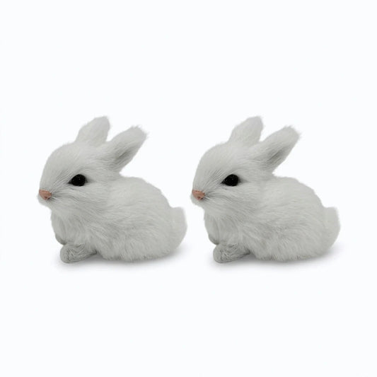 Doudou lapin blanc avec longues oreilles, pelage doux pour les tout-petits