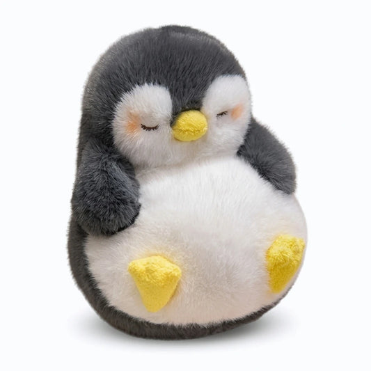Doudou pingouin en peluche moelleuse, forme ronde et douce à serrer