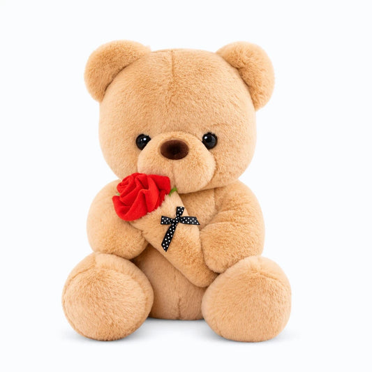 Ours en peluche rose pâle avec rembourrage moelleux et forme ronde