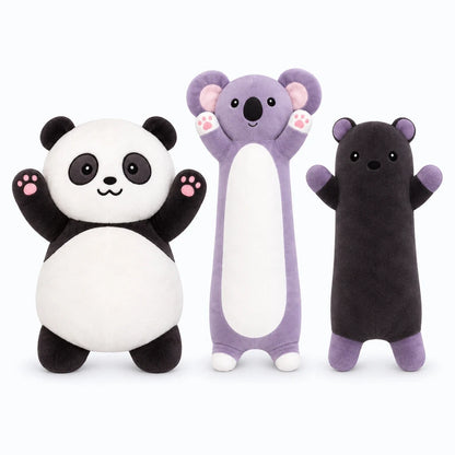 Panda peluche géant de grande taille, silhouette allongée douce à l'étreinte
