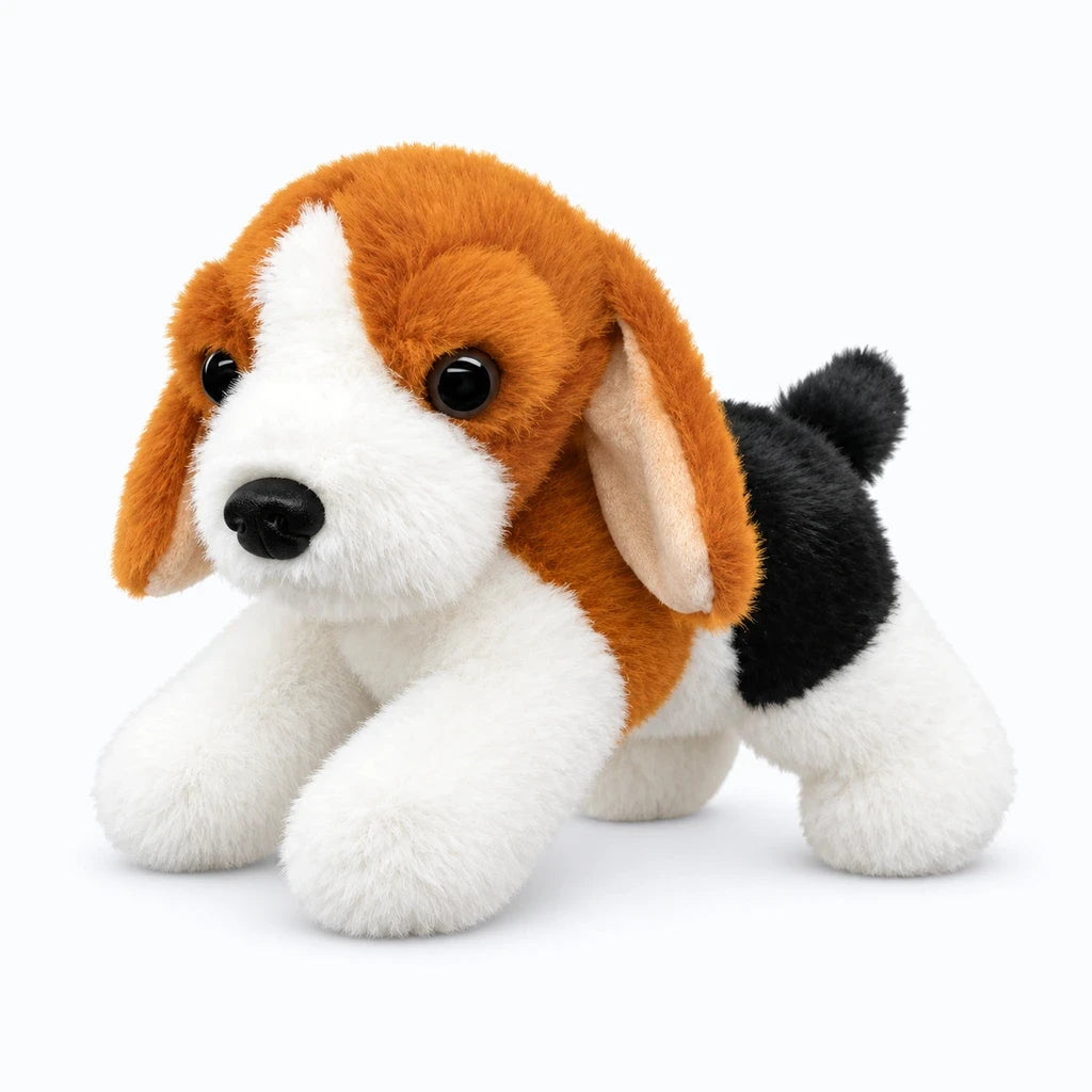 Peluches chiens détail du pelage brun noir texture douce et caressante