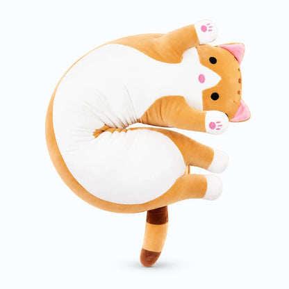 Grand doudou chat en tissu doux, transportable et facile à câliner