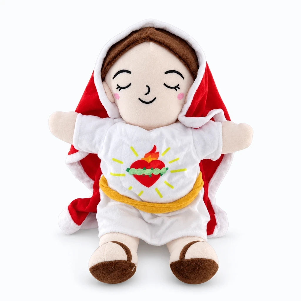 Poupée peluche rouge rembourrée avec fonction respiration et mélodie de détente