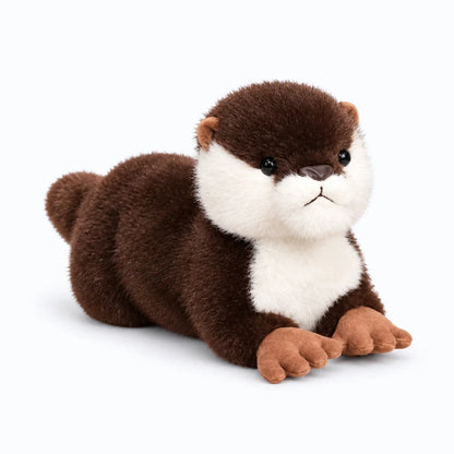 Loutre en peluche serrée dans les bras, texture douce et rembourrée