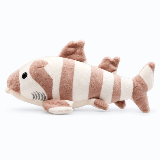 Peluche requin gris avec visage kawaii à suspendre à un sac