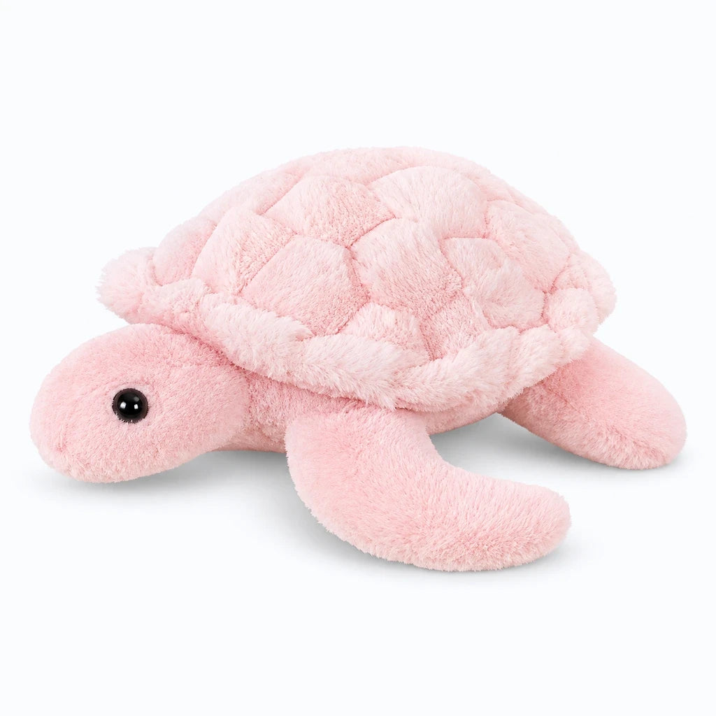 Tortue peluche compacte posée sur une étagère comme décoration