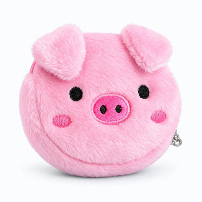 Peluche porte clé chat gris clair avec petite pochette intégrée pour rangement de pièces
