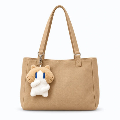 Mini porte clef peluche chat avec attache métallique, idéal pour sac ou trousse